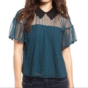 Tularosa Langley Lace Collar tulle blouse